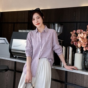 Plaid Long-sleeved Shirt Spring New Design Sense Niche Cardigan Top Women's Lazy Style All-match Casual Shirt