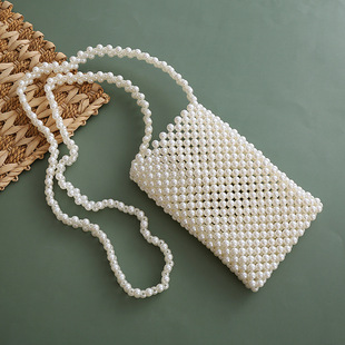 European and American Pearl Bag New Acrylic Pearl Beaded Bag Women's Bag Daily Joker Small Square Bag Instagram Style Shoulder Bag