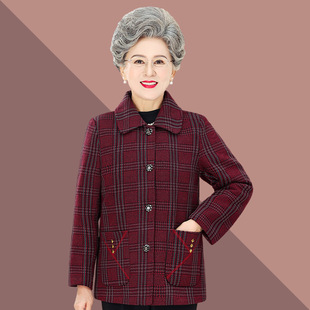 Grandma's Spring Coat Women's 2025 New Plaid Spring and Autumn Mother's Coat Old Lady's Clothes