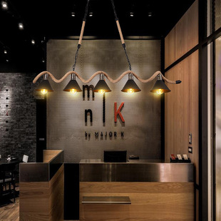 American style loft restaurant coffee shop bar creative retro industrial style iron hemp rope chandelier