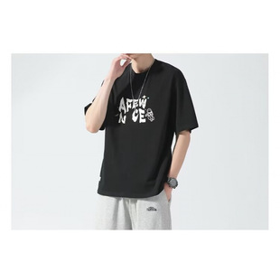 Casual Pure Cotton Short-sleeved T-shirt Men's Summer American-style Heavy-weight Loose Trendy Brand White Half-sleeved T-shirt for Students Couple