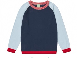 Spring and summer 2025 new boys and girls f * B soft cotton long sleeve knitted jacket stitching comfortable round neck shoulder NY