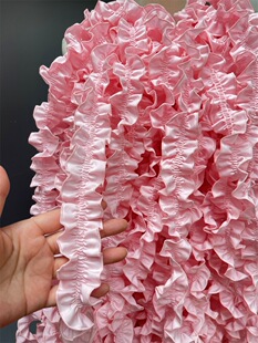 5cm Pink Cotton Pleated Lolita Ruffle Lace Skirt Cuff Apron Pastoral Home Lace Accessories