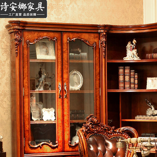 Luxury European Style Solid Wood Handmade Carved Desk American Style Villa Household Large Desk Office Desk Computer Desk