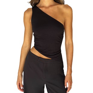 2025 European and American Summer Sexy Shoulder Strap Small Top Cross-border Crossover Shoulder Backless Lace-up Short Top