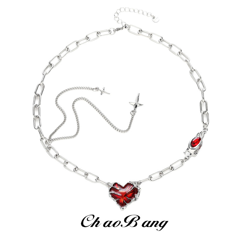 Cross-Border Cross Heart Titanium Steel Necklace for Men, Trendy, Fashionable, Versatile, High-End, Niche, Personalized Design Jewelry for Women