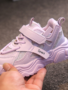 Children's sneaker black 2024 autumn and winter cotton shoes boys and girls shoes baby father shoes spring and autumn