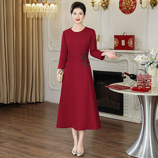 Wedding Temperament Happy Mother-in-law Wedding Banquet Dress Wedding Mother Dress Noble Autumn Young Western Style High-end Dress