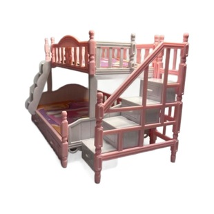 Doll House Accessories Kids Play House Assembling Toys Top and Lower Bunk Double Sleeping Bed Mini Furniture Miniature Model