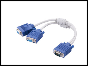 3 + 6VGA Cable split screen cable 15 pin double magnetic ring one minute two male turn Mother computer projector video cable