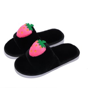 2023 autumn and winter parenting fluffy slippers home indoor and outdoor cute fruit plush cotton slippers for boys and girls