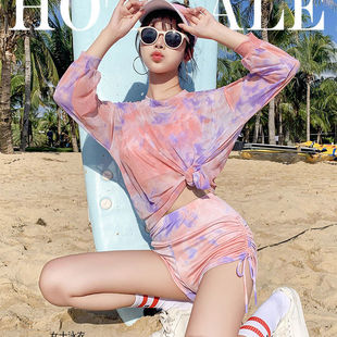 New 2023 Summer Swimsuit Women's Three-piece Set Belly Covering Slimming Super Fairy Internet Celebrity Student Conservative Separates Women's Swimsuit