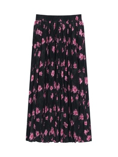 Counter Quality 2025 Spring New Fashion High Waist Slimming Design Sense Printed Pleated A- Line Skirt Summer Women