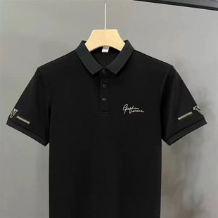Light Luxury Polo Shirt Men's Short-sleeved High-end Lar T-shirt 2025 Summer New Arrival Men's Trendy Brand Simple Half-sleeved Men's Clothing
