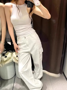 American Style High Street White Tooling Jeans Women's Autumn New High Waist Loose Wide Leg Slimming All-match Straight Pants