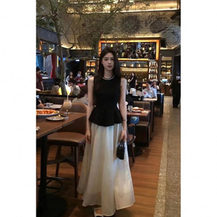 Dairy Style Elegant suit Heavy Industry Beaded Waist Top Summer New Fairy Style High Waist Skirt Two-Piece Fashionable Set