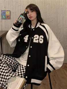 National Fashion Street Couple's Jacket Raglan Sleeve Contrast Color Collar American Baseball Suit Retro Student Klein Blue Jacket