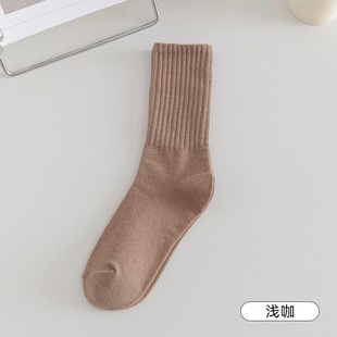 Socks Women's Autumn and Winter Solid Color Mid-length Socks Korean Ins Trendy All-match Stacking Socks White Jk Japanese Style Stockings Women's Socks
