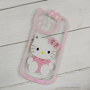 Apple 14promaxKitty Makeup Mirror Mobile Phone Case Suitable for iPhone16 Shake Tone Same Soft 2 Protective Case