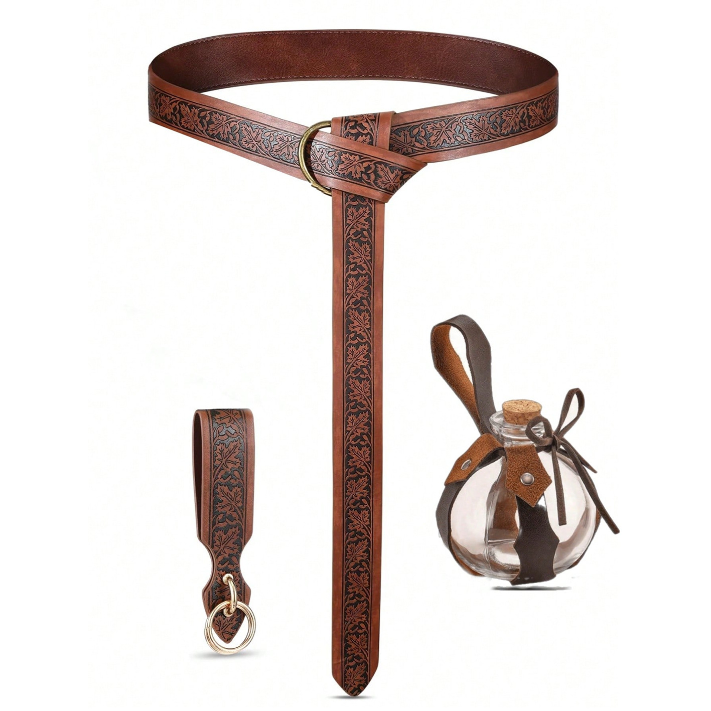 Set Showman Leather Testiera E Pettorale Tooled - Accenti Rame Spazzolato