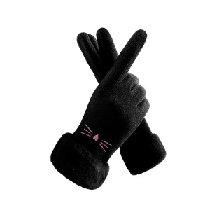 Mao Mouth Winter Warm Gloves Women's High Color Value fleece-lined Thickened Touchscreen Riding Ski Ladies Fashion Gloves