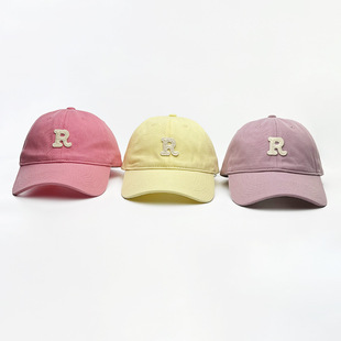 Cross-border batch net red sweet wind R letter embroidered cap version summer sun hat dome thin face baseball cap