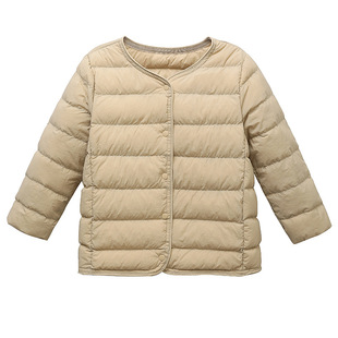 Boys' and Girls' Down Jacket Lightweight Inner Wear Collarless Baby Solid Color Children's Down Liner Leisure Warm 2023 Winter