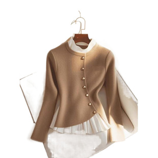 Fashion Elegant Niche Pleated Skirt Stitching Sweater Women's 2025 Autumn and Winter New Good-looking Sweater