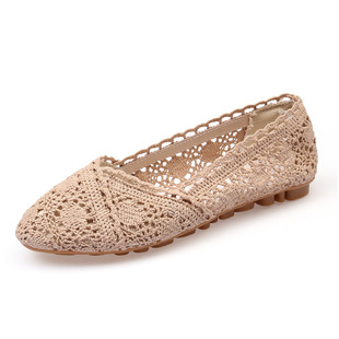 2023 Spring and Autumn New Fashion Mesh Shoes Women's Old Beijing Flat Large Size Women's Shoes 41-43 Breathable Lace Cloth Shoes for Women
