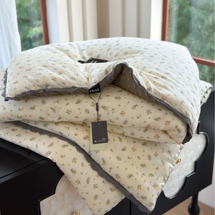 Cotton Small Floral Lace Double Gauze Bean Velvet Quilt Cartoon Spring and Autumn Warm Double Winter Quilt