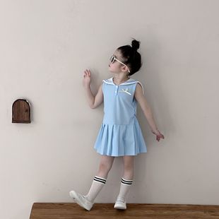2025 Summer New Women's Treasure Bow Skirt Academy Style Sisters Vintage Pleated Skirt Doll Collar dress
