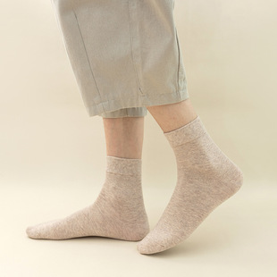Thin mid-calf socks combed cotton solid color casual deodorant socks spring and autumn breathable Men's mid-calf socks no Pilling