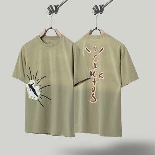 Travis Short Sleeve M Record Little Yellow Duck Cactus Lightning Rap Tour TS Joint Couple Hip Hop T-Shirt Scott