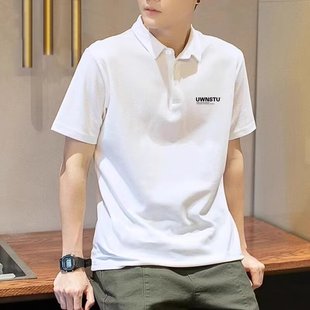 Polo Shirt Short-sleeved Men's T-shirt Summer New High-end Lar Printed American Style Simple Trendy Brand Ins Loose T-shirt