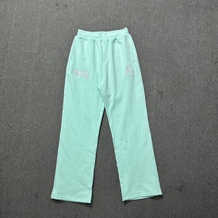 6PM Embroidered Letters American Street Loose fleece-lined Hooded Sweat Drill Sports Casual Straight Pants suit