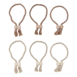 Cross-border Wholesale Log Cotton Rope Curtain Magnetic Buckle Creative Curtain Strap Punch-free Installation-free Curtain Buckle