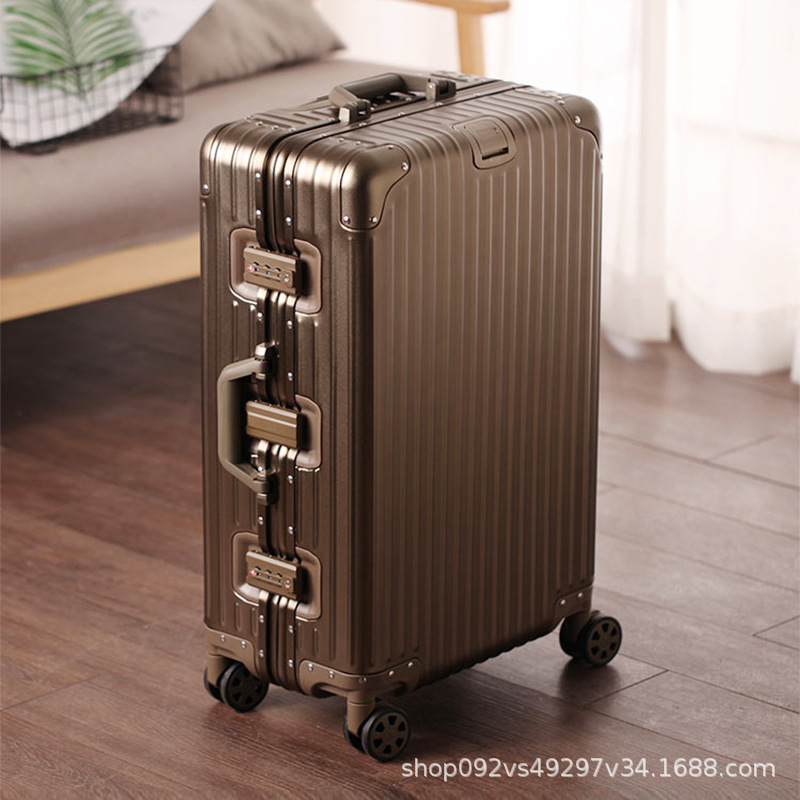 Classic high-end all-aluminum magnesium alloy luggage universal wheel trolley case female student fashion password suitcase hard