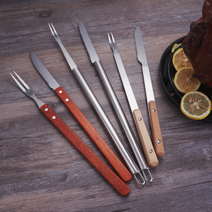 Tibetan stainless steel mutton knife and fork set lamb leg lamb chop barbecue knife and fork outdoor Roast whole lamb barbecue tools