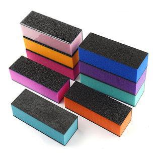 Factory direct supply three sides black sand grinding block high elastic sponge block tofu nail art tools repair type play polishing