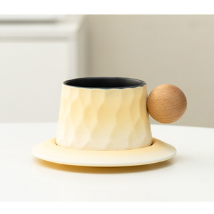Japanese-style Retro High-value Coffee Cup and Saucer Home Afternoon Tea Set Refined Crude Pottery Mug Ceramic Cup