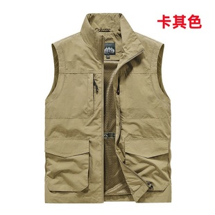 Cross-border wholesale spring and autumn outdoor multi-pocket vest men's photography fishing collar men's waistcoat mountaineering tourism leisure