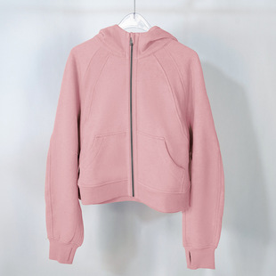 Autumn lulu short scuba fleece-lined women's zipper cardigan hooded sweater loose warm sports jacket
