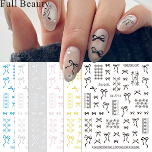 Full Beauty Cross-Border New Bow Nail Art Stickers Simple Multi-Color Bow Sweet Nail Art Stickers