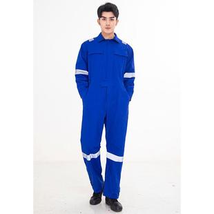 One-piece overalls men's reflective pure cotton spring and autumn thickened labor protection suit factory workshop long-sleeved overalls one-piece