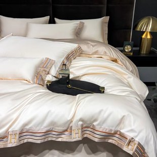 Foreign Trade Canada Simple Double Long-staple Cotton Four-piece Set High Precision Bed Sheet Quilt Cover Cotton Bed 4