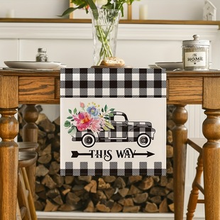 Zicheng Cross-border New Seasonal Spring Black and White Plaid Car Table Flag Indoor and Outdoor Arrangement Atmosphere Home Products