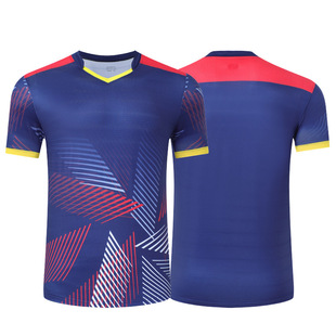 Badminton short-sleeved jersey in stock DIY summer team v-neck table tennis sports t-shirt sportswear generation