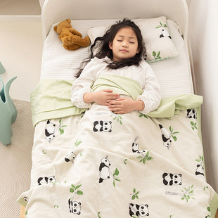 7A antibacterial summer cotton double-layer yarn summer quilt gauze cartoon nap quilt blanket children's summer quilt kindergarten quilt