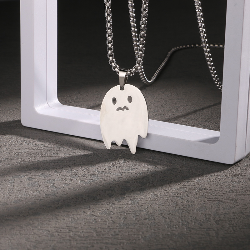 Simple Ghost Necklace Little Monster Pendant Jewelry Cute Halloween Cool Niche Hip Hop Street Sweater Sweater Chain