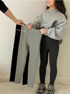 Girls' Fleece-lined Pants Winter Children's Leggings All-match Trousers One-piece Fleece Stretch Outer Wearing Children's Pants